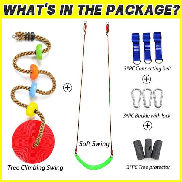 Multicolor Swing with Red Disc Seat and Platforms - Outdoor