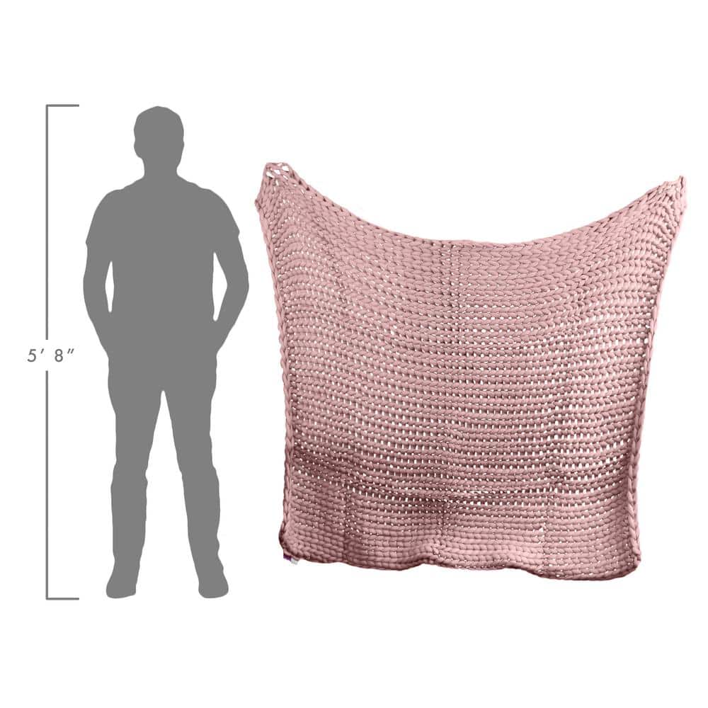 Luxurious Chunky Knit Mauve Wool Baby Throw 50"x40"