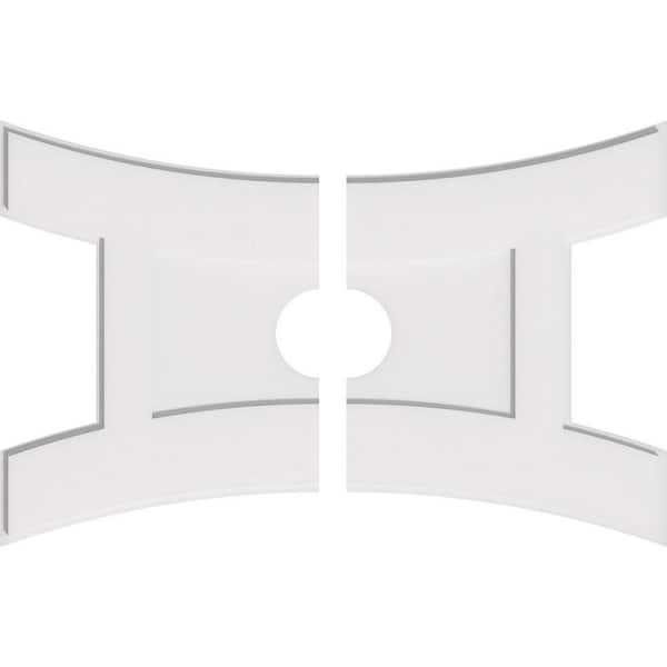 Ekena Millwork 36 in. W x 24 in. H x 5 in. ID x 1 in. P Haven Architectural Grade PVC Contemporary Ceiling Medallion (2-Piece)