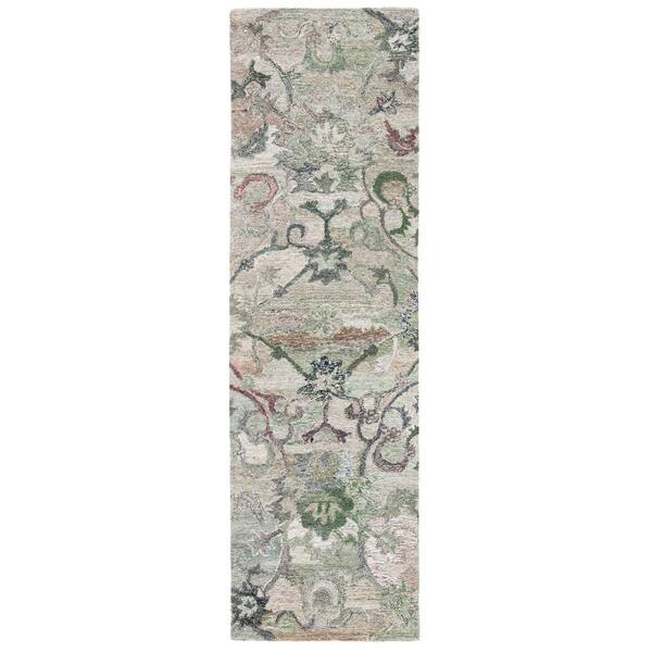 Anatolia Sage/Beige 2 ft. x 14 ft. Traditional Garden Runner Rug