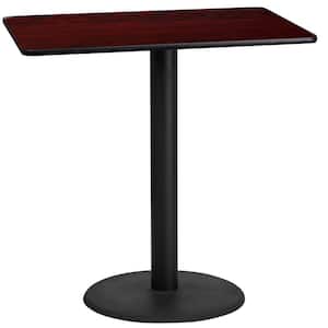 24 in. x 42 in. Rectangular Mahogany Laminate Table Top with 24 in. Round Bar Height Table Base