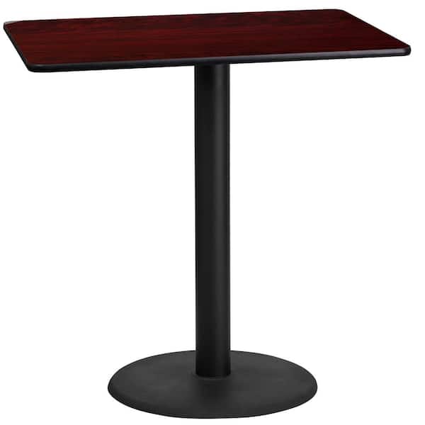 Flash Furniture 24 in. x 42 in. Rectangular Mahogany Laminate Table Top with 24 in. Round Bar Height Table Base