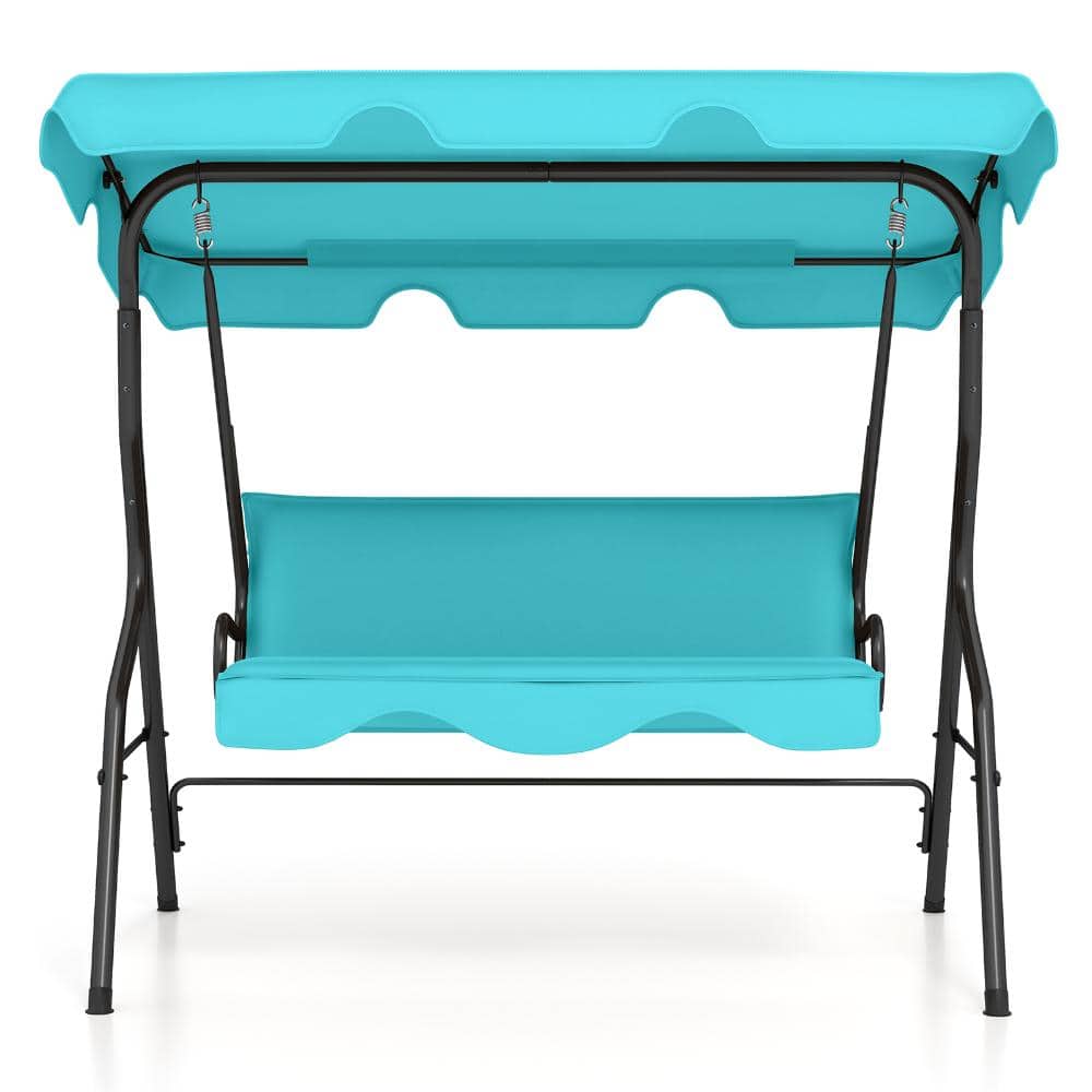 3-Seat Steel Patio Canopy Swing with Blue Cushions, Adjustable Canopy and 440 lb. Capacity price history on PriceWatchPro