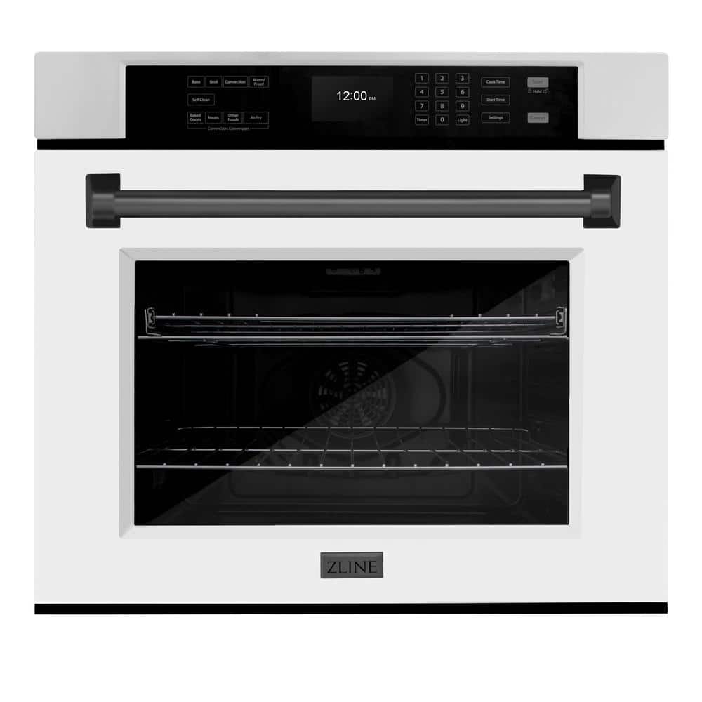 Autograph Edition 30 in. Electric Single Wall Oven in Stainless Steel with White Matte Door and Matte Black Handle
