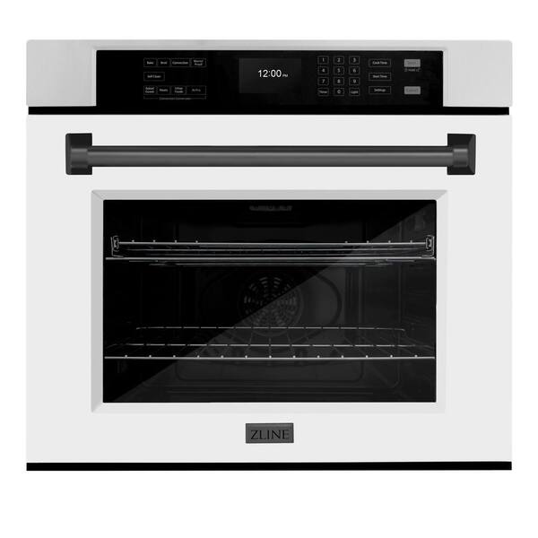 ZLINE Kitchen and Bath Autograph Edition 30 in. Electric Single Wall Oven in Stainless Steel with White Matte Door and Matte Black Handle