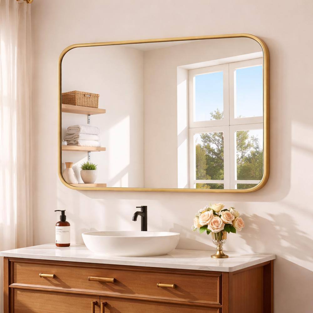 24 in. W x 36 in. H Gold Rectangular Wall Mirror Modern Bathroom Vanity Mirror price history on PriceWatchPro