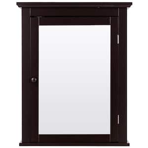 5.5 in. D x 27 in. H x 22 in. W Wall Cabinets with Mirror Wall Mounted Bathroom Storage Wood Adjustable Shelves Brown