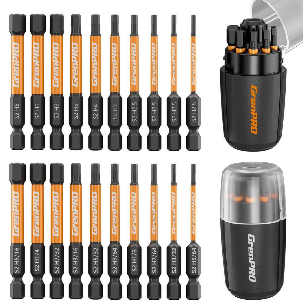 Quick-Release S2 Steel Impact Hex Head Allen Wrench Drill Bit Set (20-Piece) with Case screws price history on PriceWatchPro