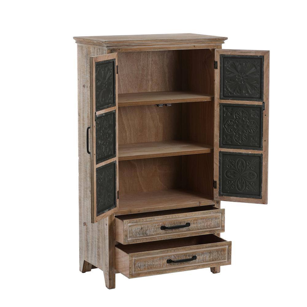 Rustic Farmhouse Wood and Metal 2-Door 2-Drawer Storage Cabinet