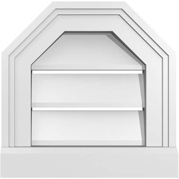 Ekena Millwork 12" x 12" Octagonal Top Surface Mount PVC Gable Vent: Functional with Brickmould Sill Frame