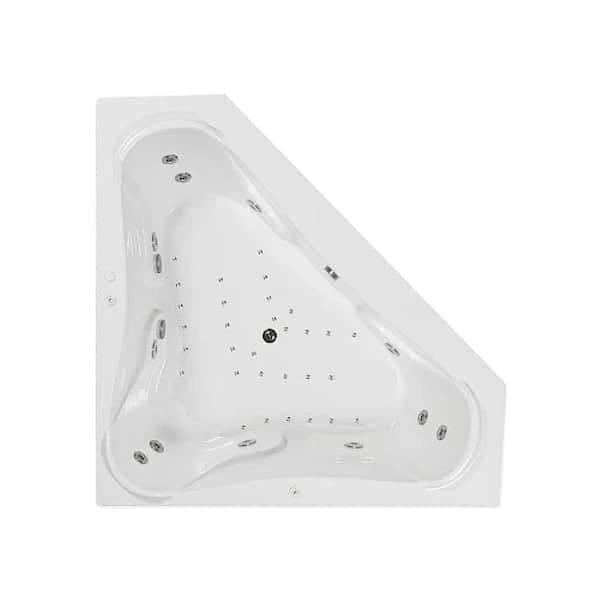 72 in. x 72 in. Acrylic Corner Drop-in Whirlpool and Air Bathtub with Center Drain in White