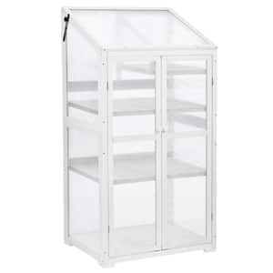 25.98 in. x 54.53 in. x 10.63 in. Wood White Greenhouse with Wheels and Adjustable Shelves