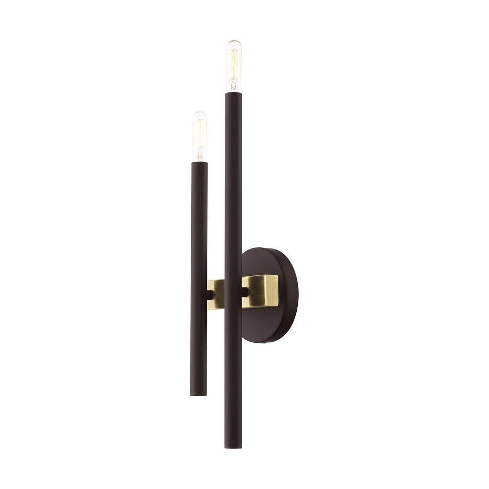 Denmark Bronze & Antique Brass 2-Light Dimmable Wall Sconce