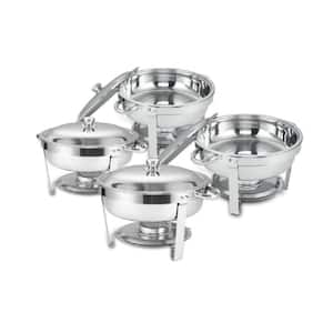 5 Qt. Silver Stainless Steel Chafing Dish Set with Foldable Legs 4-Pieces/Sets
