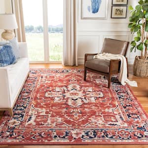 Charleston Red/Ivory 9 ft. x 12 ft. Distressed Border Area Rug