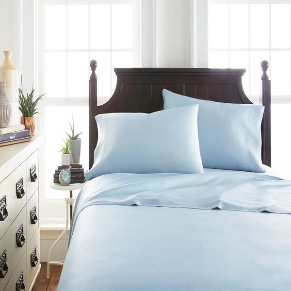 4 Piece Light Blue King Bed Sheet Set, King Bed Sheets Set