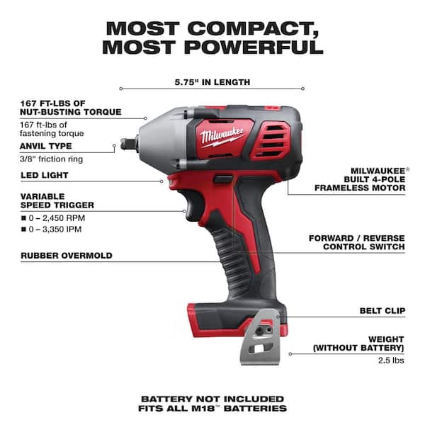 Tool Only, No Battery Bare-Tool Milwaukee 2450-20 12-Volt Impact Driver