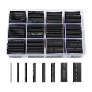 1/4 in. to 1/8 in. Electrical Cable Wire Kit Heat Shrink Tubing Black Innhom (650-Pieces)