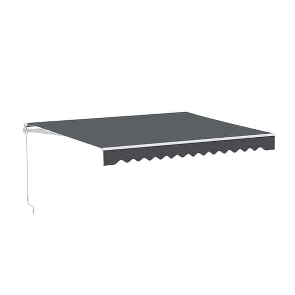 12 ft. Manual Patio Retractable Awning (120 in. Projection) in Gray