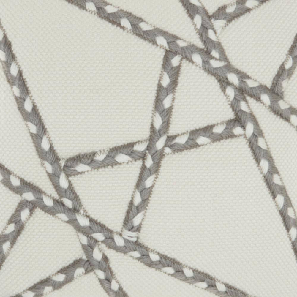 Gray and Ivory Geometric Embroidered 18" Square Throw Pillow