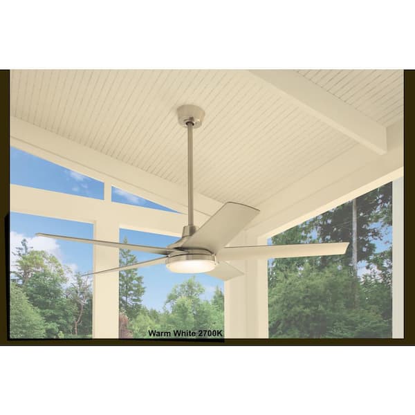 Ladshaw 60 in. Indoor/Outdoor Wet Rated Brushed Nickel Ceiling Fan with Adjustable White LED and Remote Included