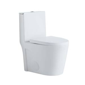 30 in.L 1-piece 1.28 GPF Dual Flush Elongated Toilet in White, Seat Included