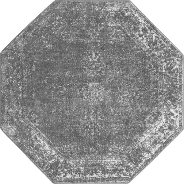 Sofia Casino Dark Gray 5 ft. x 5 ft. Area Rug