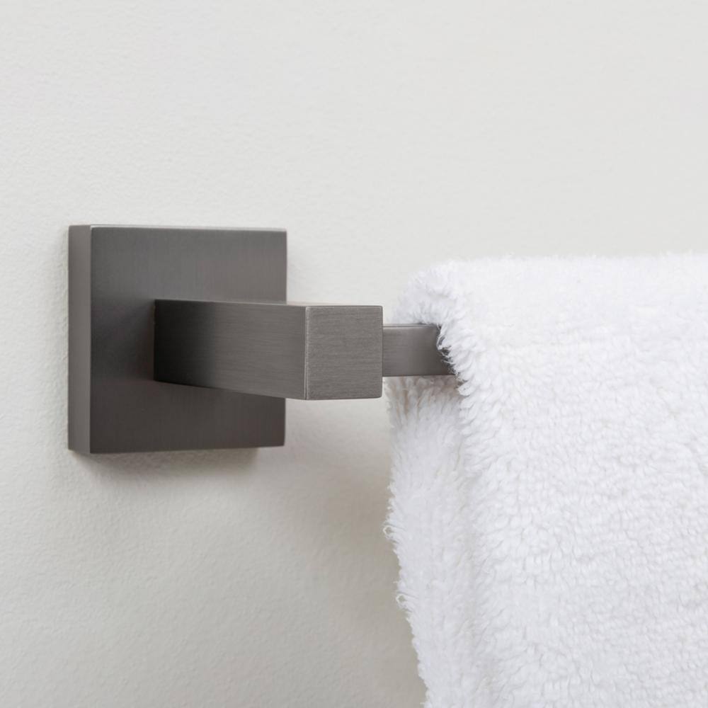 Gun Metal Gray 4-Piece Bathroom Hardware Set with Towel Bar