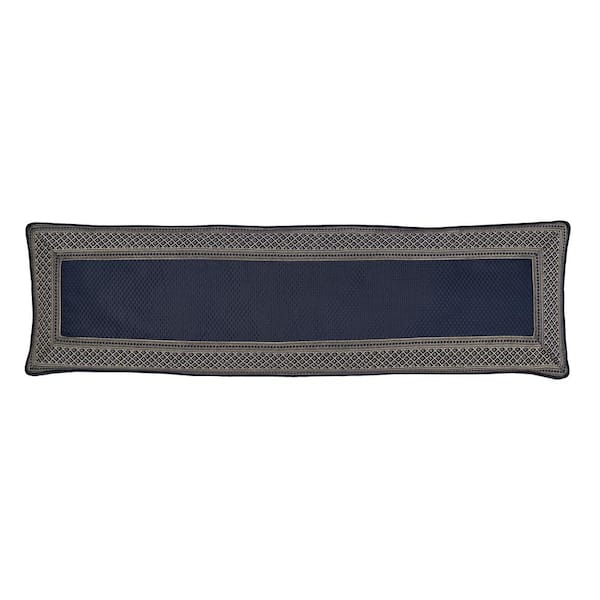 J QUEEN NEW YORK INC Excel Royal Blue Royal Blue Polyester Border Bolster Decorative Throw Pillow 15 In. L X 52 In. W