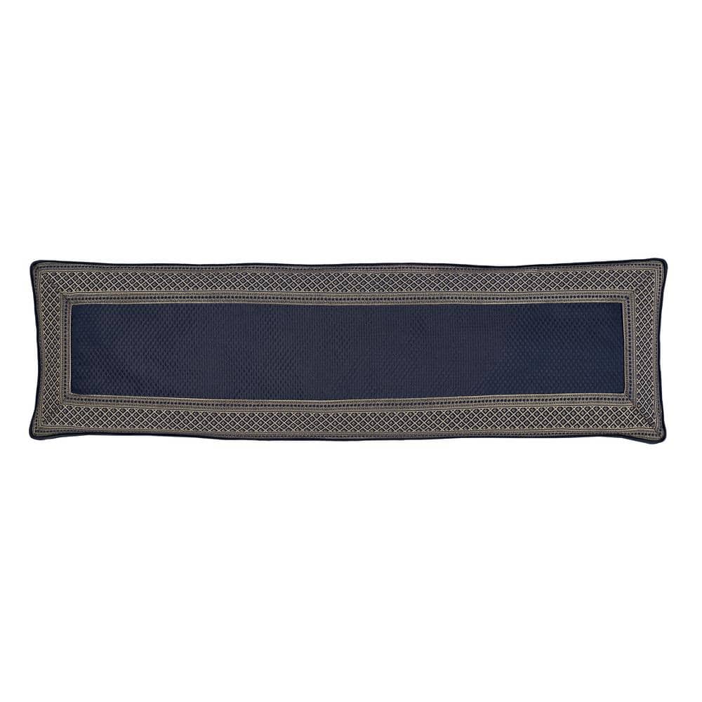 Excel Royal Blue Royal Blue Polyester Border Bolster Decorative Throw Pillo