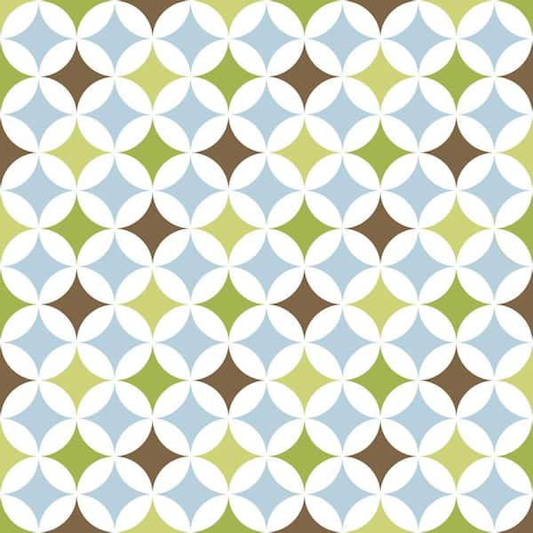 WallPops 13 in. x 13 in. Green, Blue and Brown Geo Blocks Wall Decal