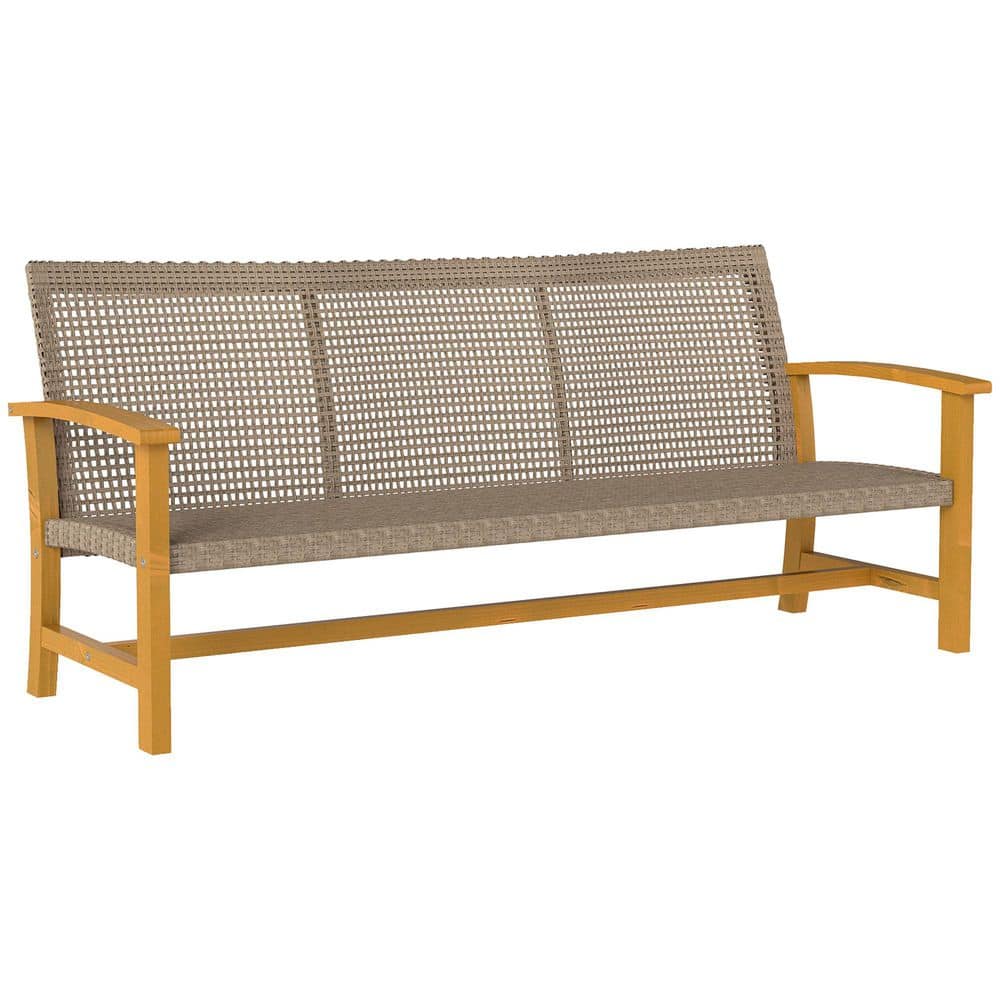 Teak 3-Seat PE Outdoor Patio Sofa price history on PriceWatchPro