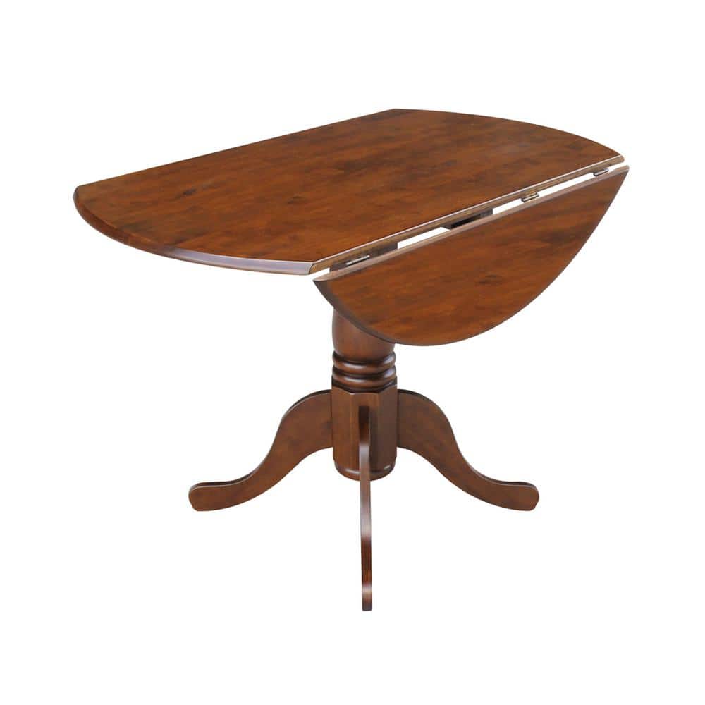 Cottage Charm Espresso 42" Round Wood Extendable Dining Table