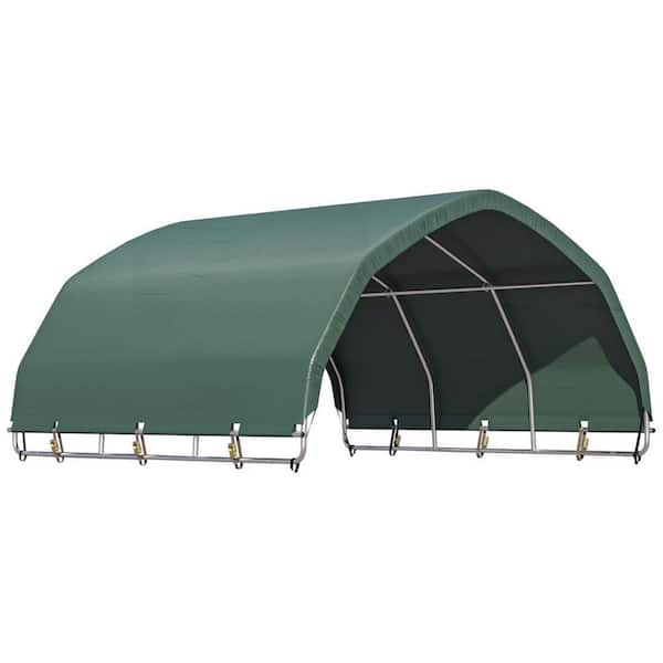 FarmPro 10 ft. x 10 ft. Green Heavy-Duty Round Livestock Corral Shelter & Canopy Kit