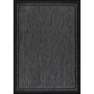 Hawaii Black/Grey 5 ft. x 7 ft. Bordered Indoor/Outdoor Area Rug