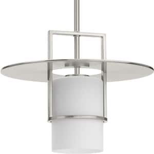 Mystic 100-Watt 1-Light Brushed Gold Contemporary Pendant with Cylindrical Glass Shade