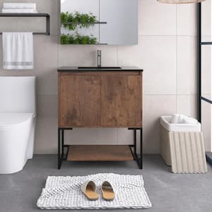 29.5 in. W x 18.9 in. D x 33.8 in. H Single Sink Freestanding Bath Vanity in Rose Wood with Black Quartz sand Top