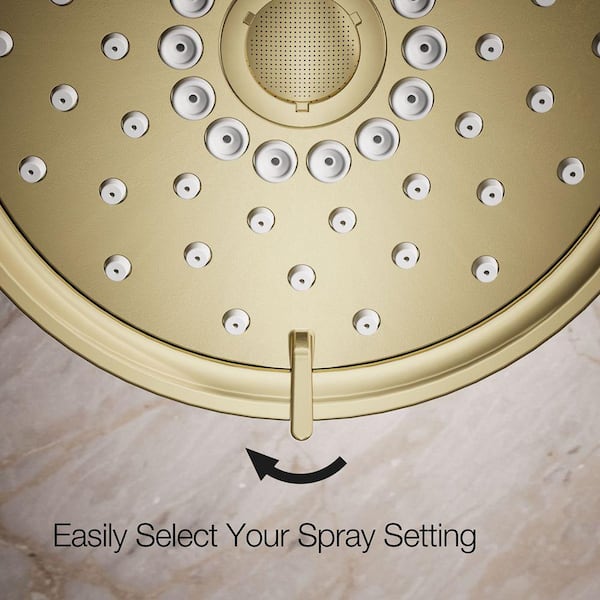 KOHLER Purist 3-Spray Patterns 1.75 GPM 5.5 in. Wall Mount Fixed Shower Head in Vibrant French Gold