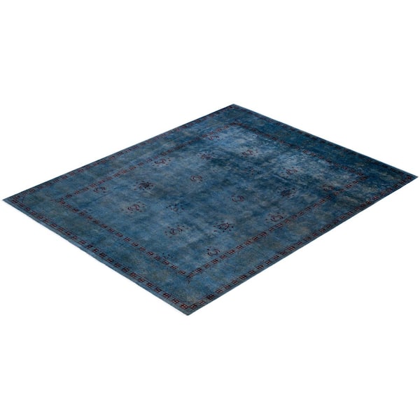 Overdyed Blue 8 ft. x 9 ft. 11 in. Wool Indoor Area Rug