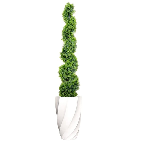 VINTAGE HOME 73 in. Artificial Spiral Topiary in Fiberstone planter