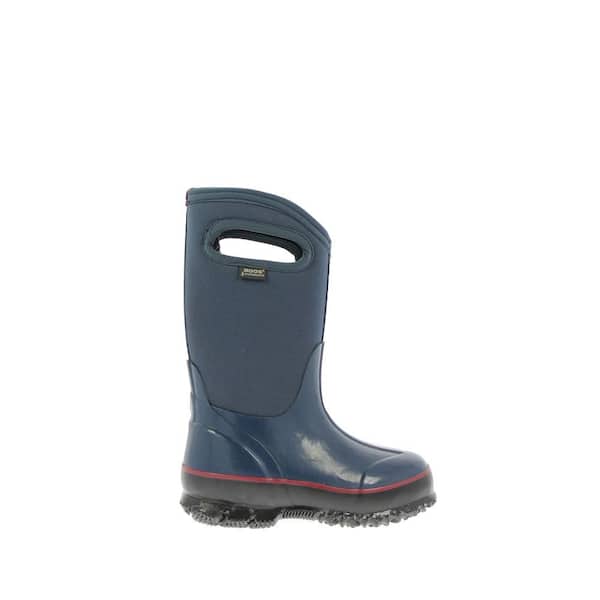 BOGS Classic High Handles Kids 10 in. Size 8 Navy Rubber with Neoprene Waterproof Boots