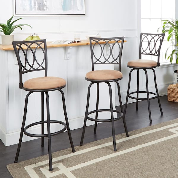 Swivel Bar Stools Adjustable Counter Height Kitchen Dining Chair Bronze Set of 3 