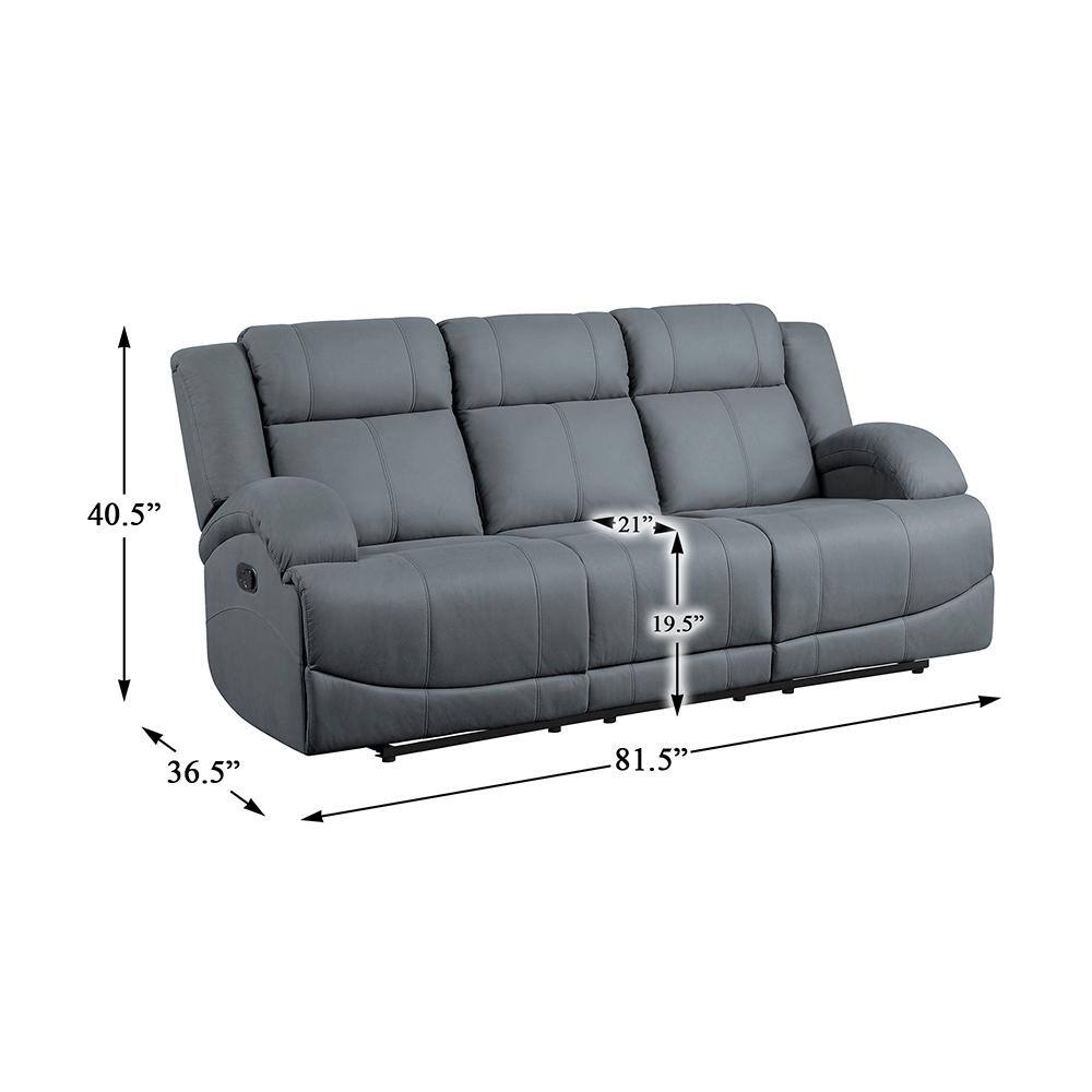 Brennen Transitional Graphite Blue Microfiber Reclining Sofa