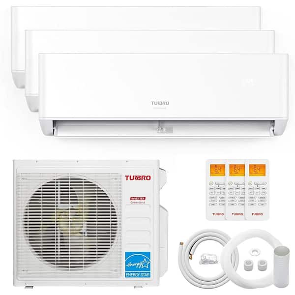 36,000 BTU 3 Zones 22.5 SEER2 Inverter Mini Split AC/Heating System, Ductless with Heat Pump, WiFi Enabled, 2x9K and 18K