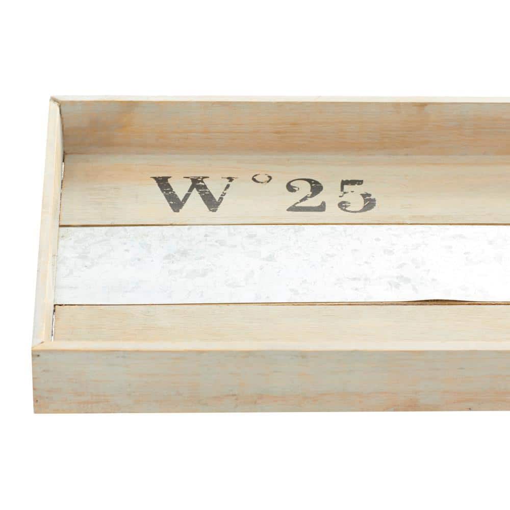 Nautical Brown Fir and Metal Decorative Tray Set