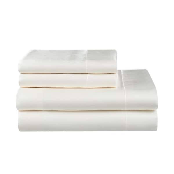 JUICY COUTURE 4-Piece Ivory Satin Full Sheet Set