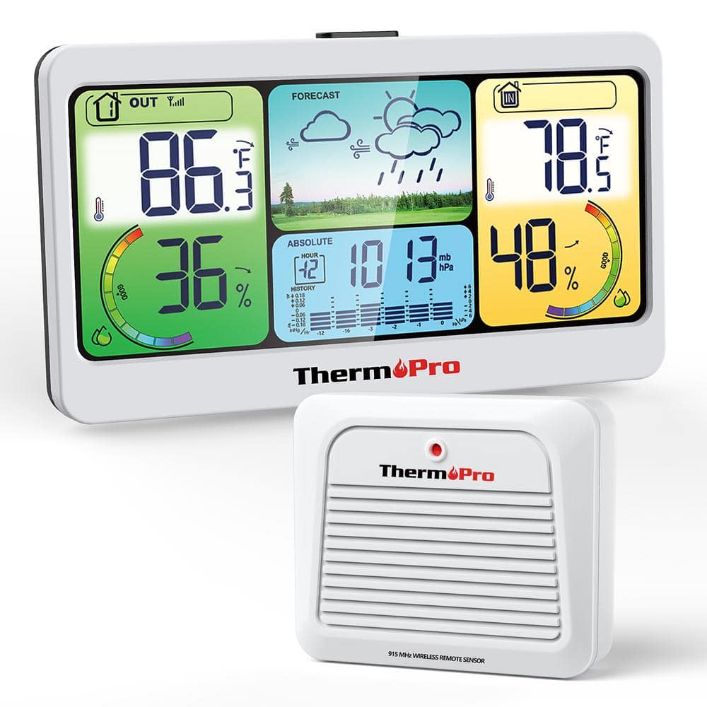 Wireless Weather Station Indoor Outdoor 3-in-1 Weather Thermometer