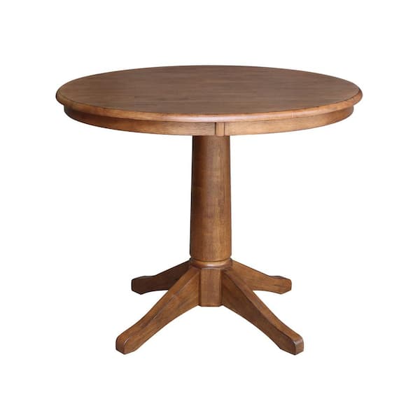 Bourbon Oak Round Pedestal Dining Table, Round Pedestal Table 36 Inch