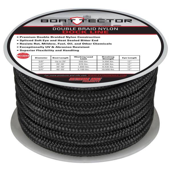 Extreme Max 3008.0004 Black 1/4 x 25 Solid Braid MFP Utility Rope 