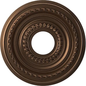 13" OD x 3-1/2" ID x 3/4" P Cole Thermoformed PVC Ceiling Medallion Fits Canopies up to 4-1/4" in Metallic Antique Brass
